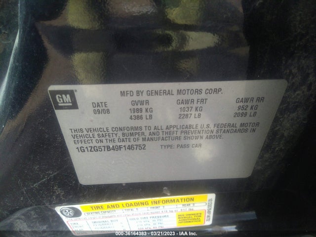 2009 CHEVROLET MALIBU LS W/1LS VIN: 1G1ZG57B49F146752