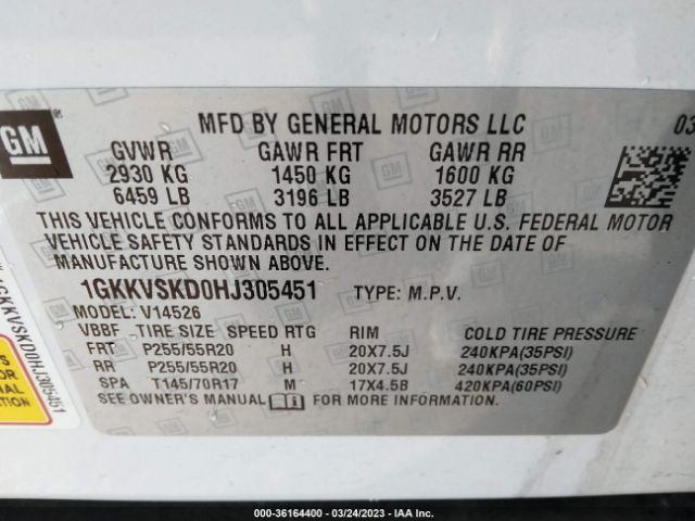 1GKKVSKD0HJ305451 GMC Acadia Limited Limited