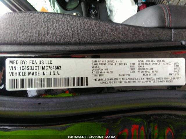 Dodge Durango R/t 2021 1C4SDJCT1MC764663 Image 9