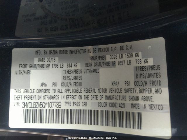 3MYDLBZV5GY107789 Scion IA