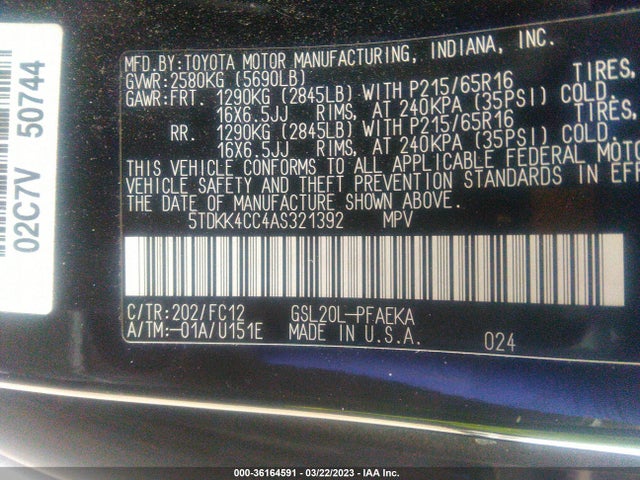 Toyota Sienna Ce/le 2010 5TDKK4CC4AS321392 Image 9