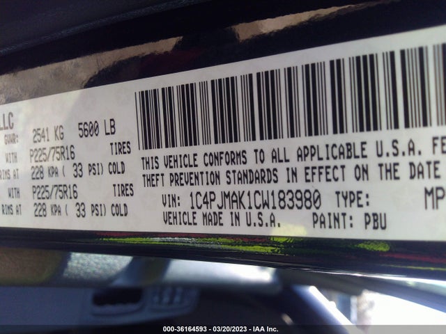 2012 JEEP LIBERTY SPORT VIN: 1C4PJMAK1CW183980