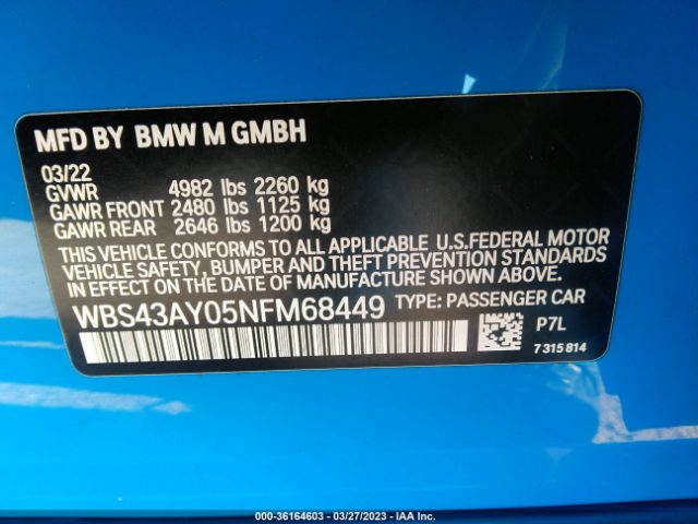 WBS43AY05NFM68449 BMW M3 Competition Xdrive