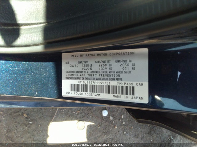 2015 Mazda 6, VIN: JM1GJ1T57F1191721