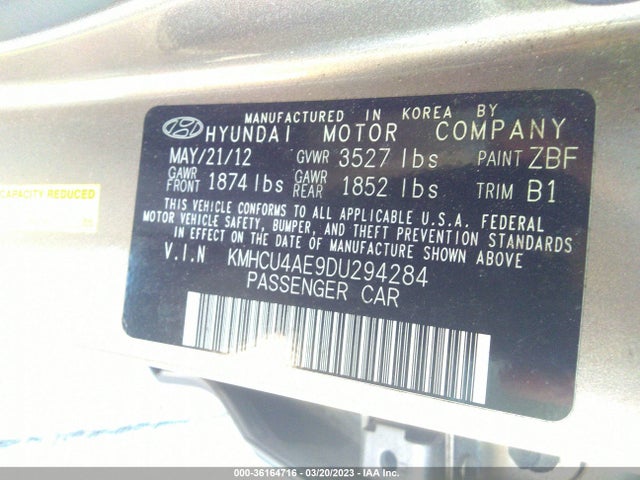 2013 HYUNDAI ACCENT GLS VIN: KMHCU4AE9DU294284