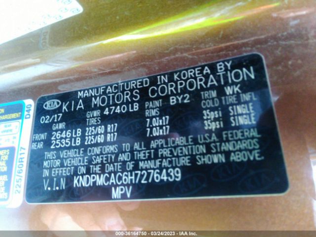 KNDPMCAC6H7276439 KIA Sportage Lx