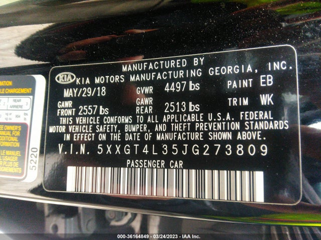 KIA Optima Lx 2018 5XXGT4L35JG273809 Image 10