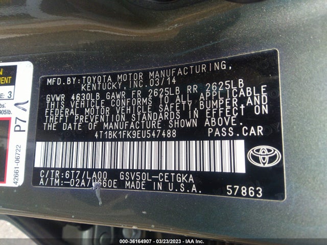 Toyota Camry Se/xle 2014 4T1BK1FK9EU547488 Image 10