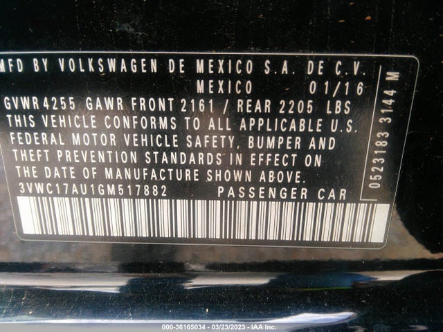 3VWC17AU1GM517882 Volkswagen Golf Sportwagen Tsi S