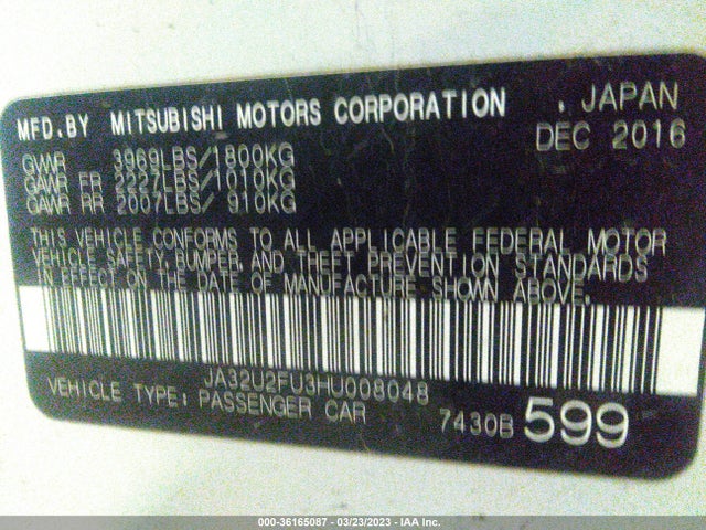 JA32U2FU3HU008048 Mitsubishi Lancer Es/le