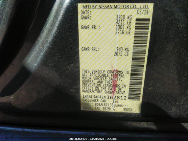 1N4AL3AP4EN362812 Nissan Altima 2.5 S
