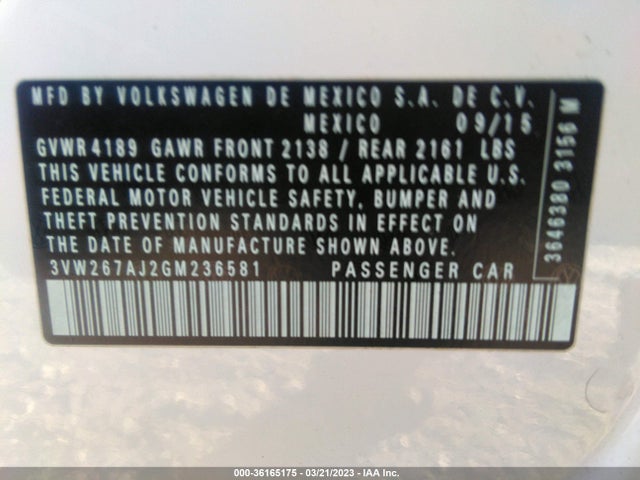 3VW267AJ2GM236581 Volkswagen Jetta Sedan 1.4t S W/technology
