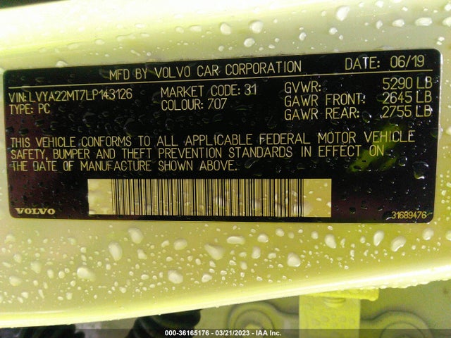 2020 Volvo S90, VIN: LVYA22MT7LP143126