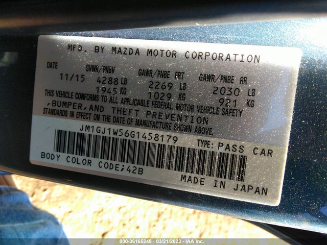 2016 Mazda 6, VIN: JM1GJ1W56G1458179