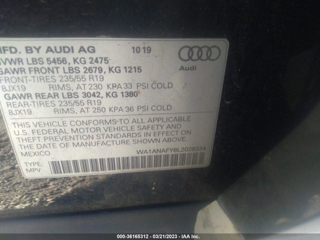 WA1ANAFY8L2028334 Audi Q5 Premium/titanium Premium