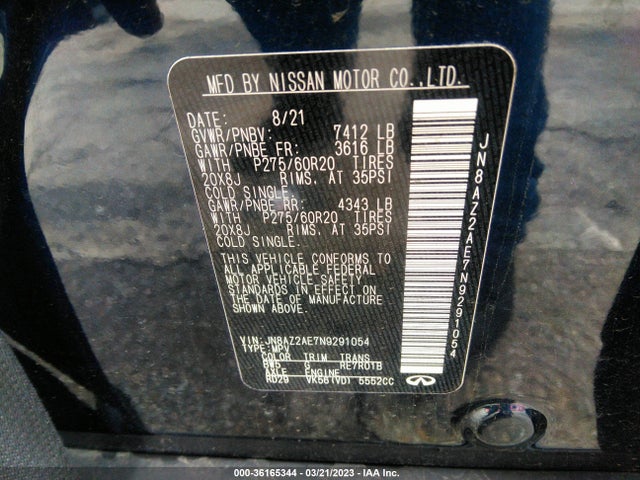 2022 Infiniti QX80, VIN: JN8AZ2AE7N9291054