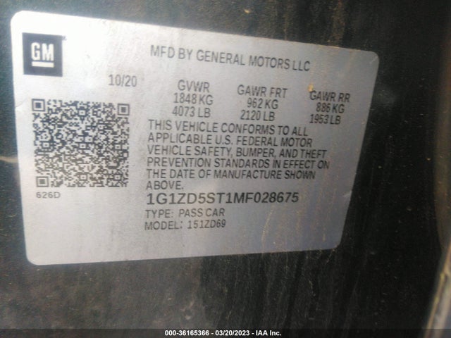 Chevrolet MALIBU LT 2021 1G1ZD5ST1MF028675 Image 10