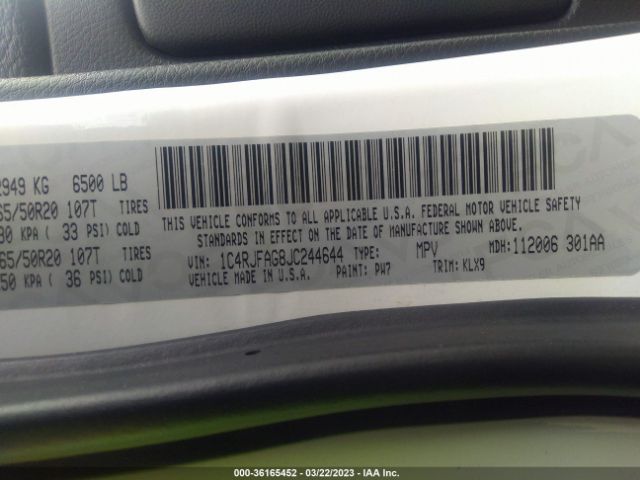 1C4RJFAG8JC244644 Jeep Grand Cherokee Altitude