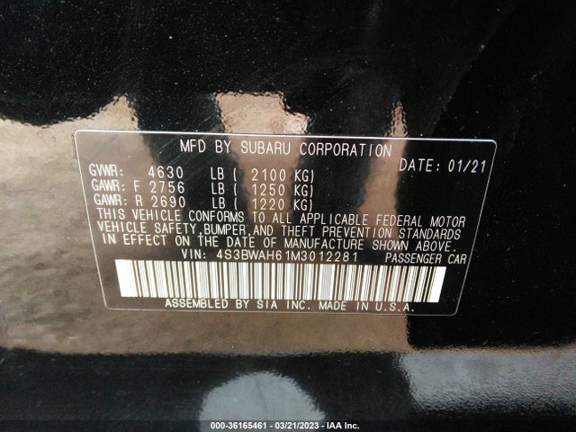 4S3BWAH61M3012281 Subaru Legacy Sport