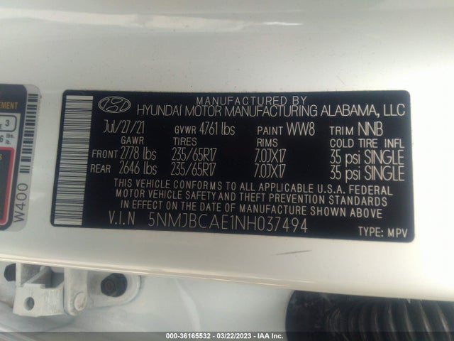 Hyundai TUCSON SEL 2022 5NMJBCAE1NH037494 Image 9