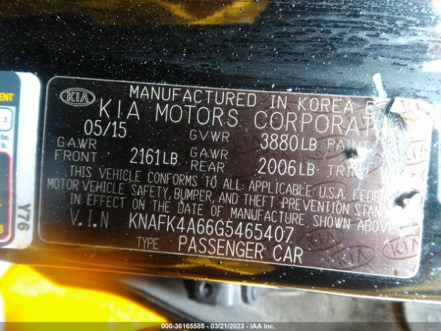 KNAFK4A66G5465407 KIA FORTE LX