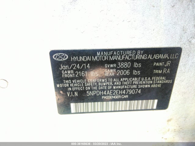 Hyundai ELANTRA SE 2014 5NPDH4AE2EH479074 Image 9