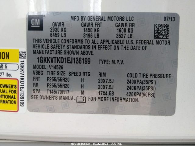 1GKKVTKD1EJ136199 GMC Acadia Denali