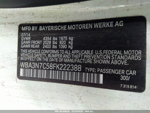 BMW 4 Series 428i 2015 WBA3N7C58FK222388 Image 9