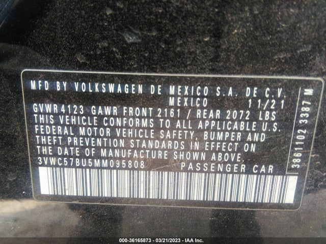 3VWC57BU5MM095808 Volkswagen Jetta S/se/r-line