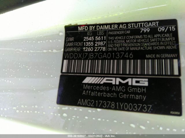 WDDXJ7JB7GA013746 Mercedes-Benz S-class Amg S 63
