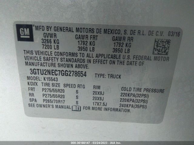 3GTU2NEC7GG278654 GMC Sierra 1500 Slt