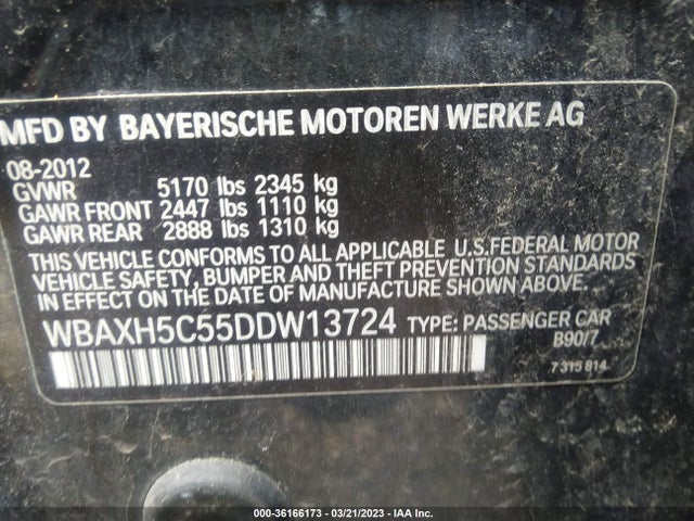 2013 BMW 5 SERIES 528I XDRIVE VIN: WBAXH5C55DDW13724