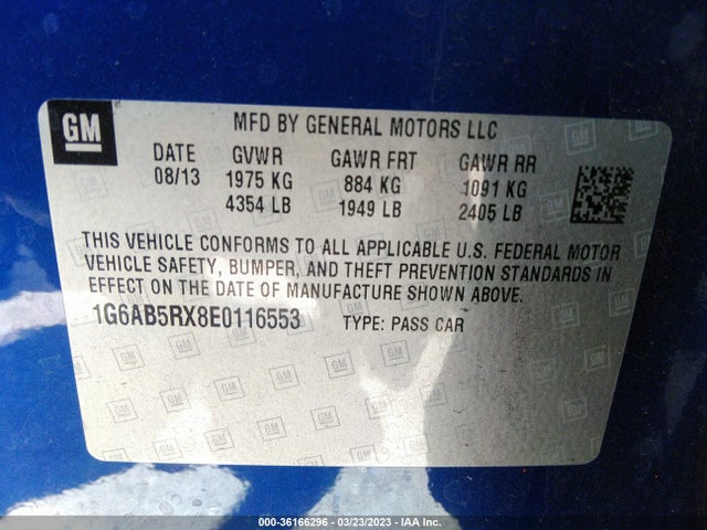 1G6AB5RX8E0116553 Cadillac Ats Luxury Rwd