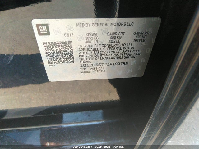 Chevrolet MALIBU LT 2018 1G1ZD5ST4JF199755 Image 10