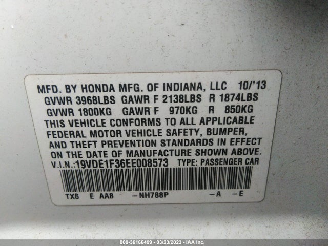 19VDE1F36EE008573 Acura ILX