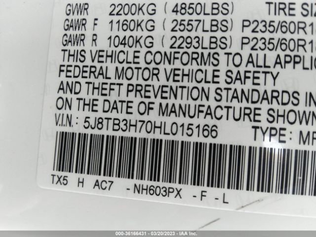 5J8TB3H70HL015166 Acura Rdx W/advance Pkg