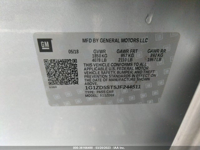 Chevrolet MALIBU LT 2018 1G1ZD5ST5JF244511 Image 9