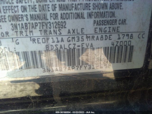 3N1AB7AP7FY312692 Nissan SENTRA S