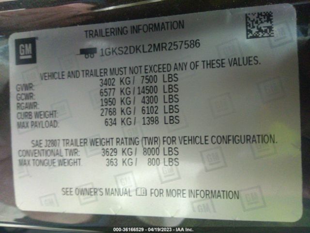 1GKS2DKL2MR257586 GMC YUKON DENALI