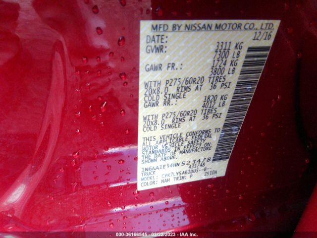 1N6AA1E54HN523478 Nissan Titan Platinum Reserve