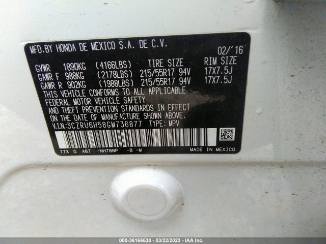 Honda HR-V EX 2016 3CZRU6H58GM736877 Image 9