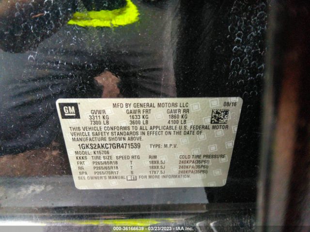 1GKS2AKC7GR471539 GMC YUKON SLE