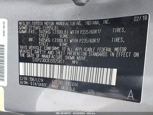 Toyota Sienna Xle Auto Access 2018 5TDYZ3DC8JS925851 Image 11