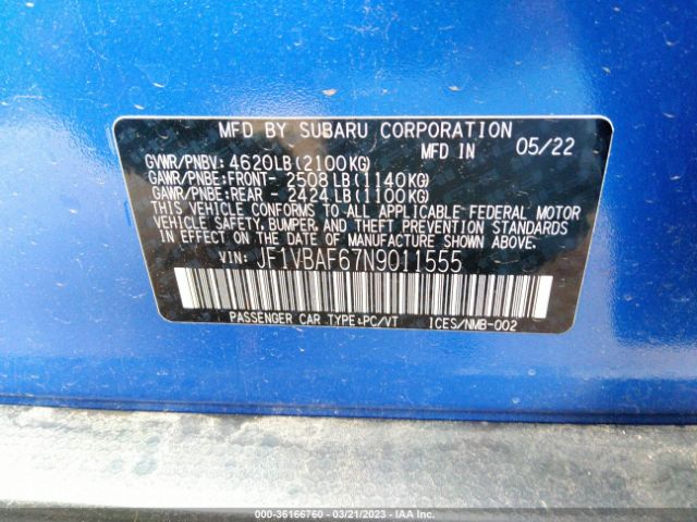 JF1VBAF67N9011555 Subaru Wrx Premium