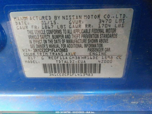 3N1CE2CP1FL413983 Nissan Versa Note S/s Plus/sv/sr/sl