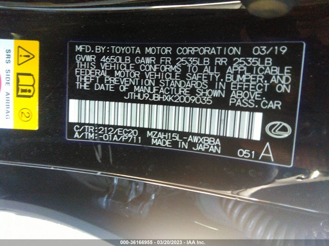 2019 Lexus UX, VIN: JTHU9JBHXK2009035