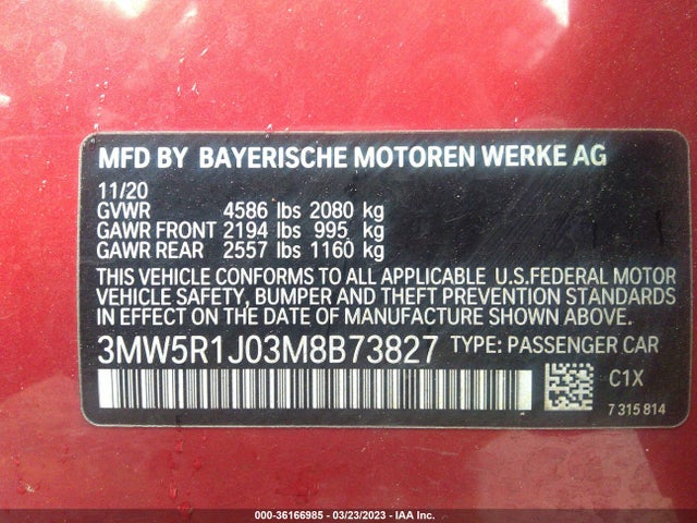 BMW 3 Series 330i 2021 аукцион фото