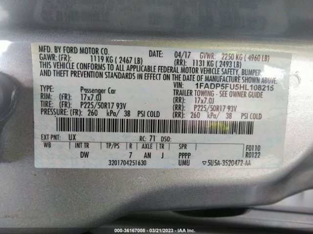 1FADP5FU5HL108215 Ford C-max Energi Titanium