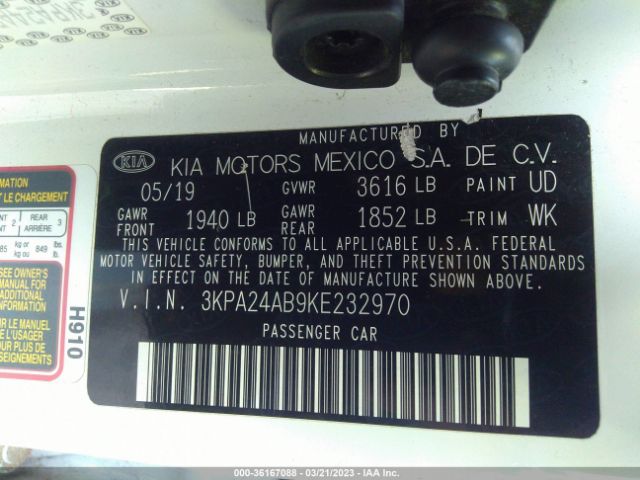 3KPA24AB9KE232970 KIA RIO S