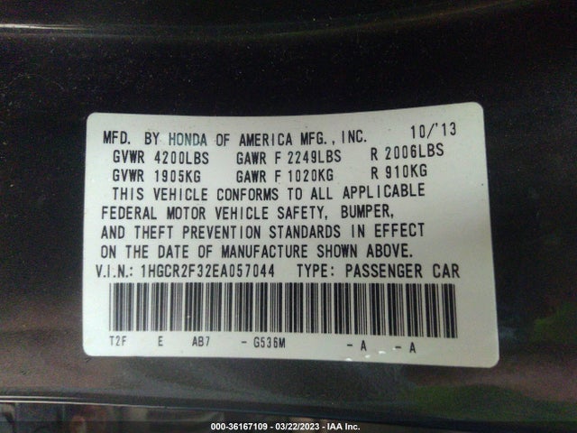 Honda Accord Sedan Lx 2014 1HGCR2F32EA057044 Image 9